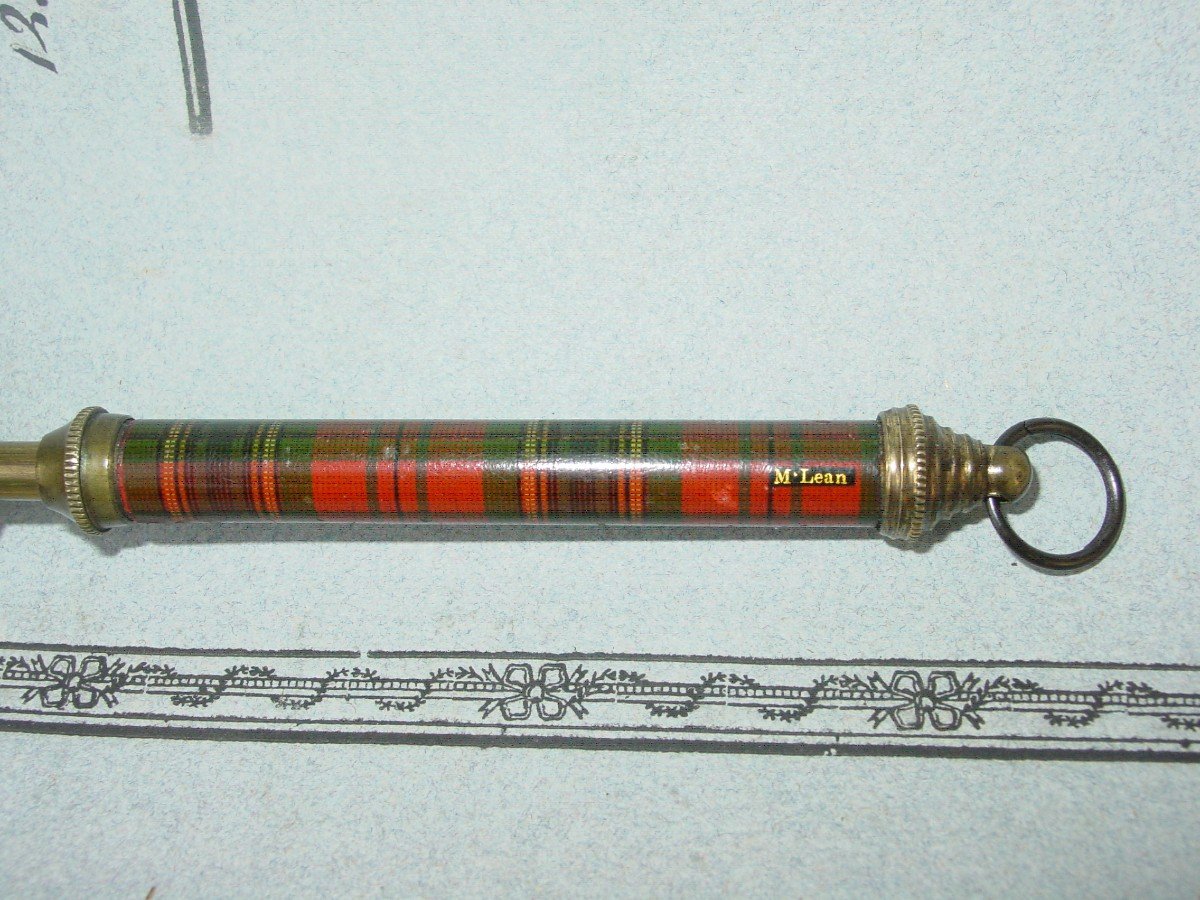 Clan Mac Lean Rare Retractable Brush With Tartan Ware Decor