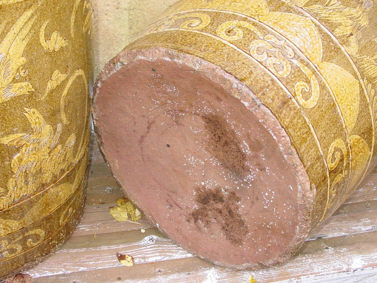 Paire Grandes Jarres (ht 78 Cm.)  Martaban Grès émaillé Asie Du Sud Est  jarre potiche Chine-photo-3