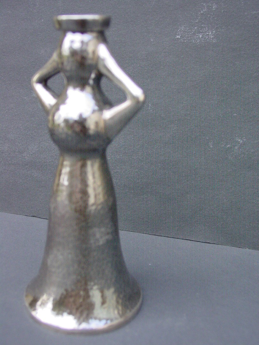 Ilias Lalaounis : Petit Vase Anthropomorphe En Argent Martelé Grèce-photo-2