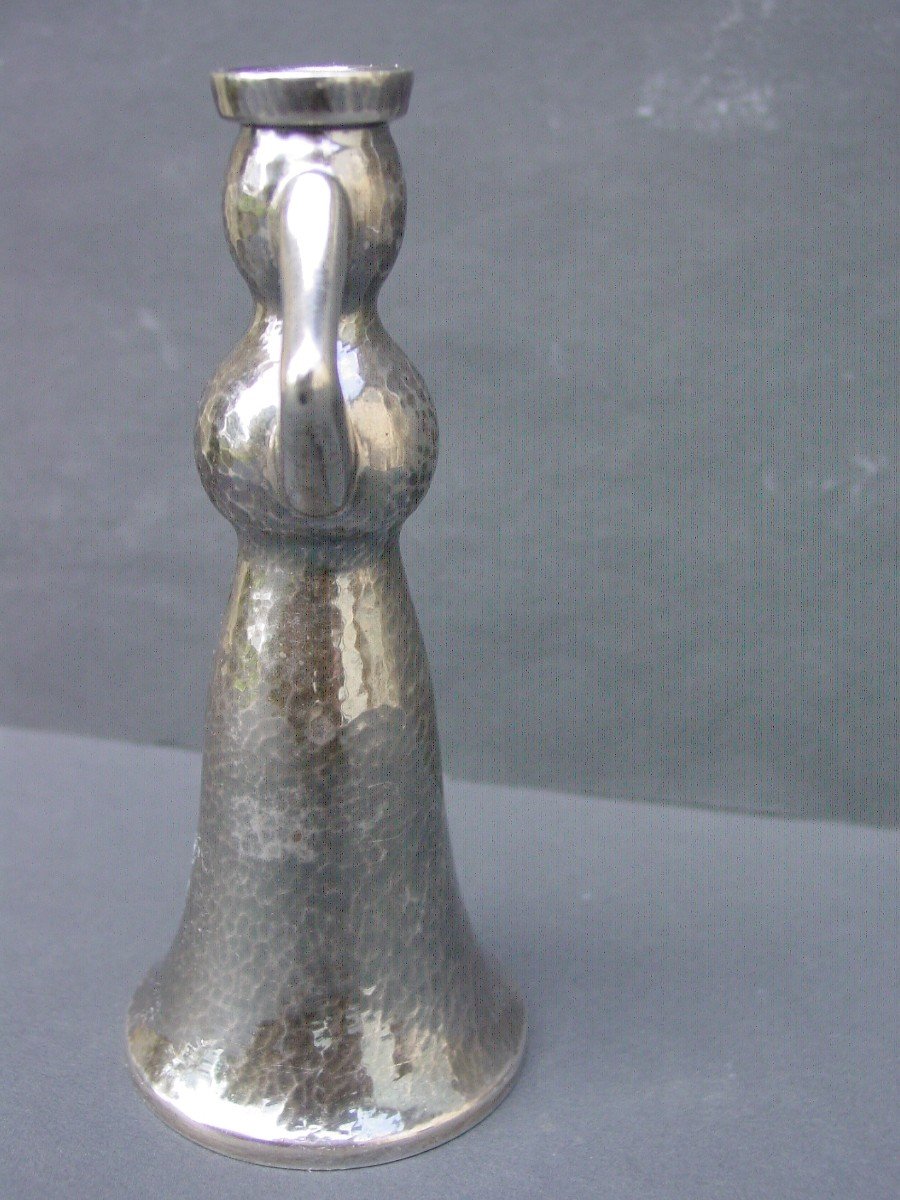 Ilias Lalaounis: Small Anthropomorphic Vase In Hammered Silver Greece-photo-3