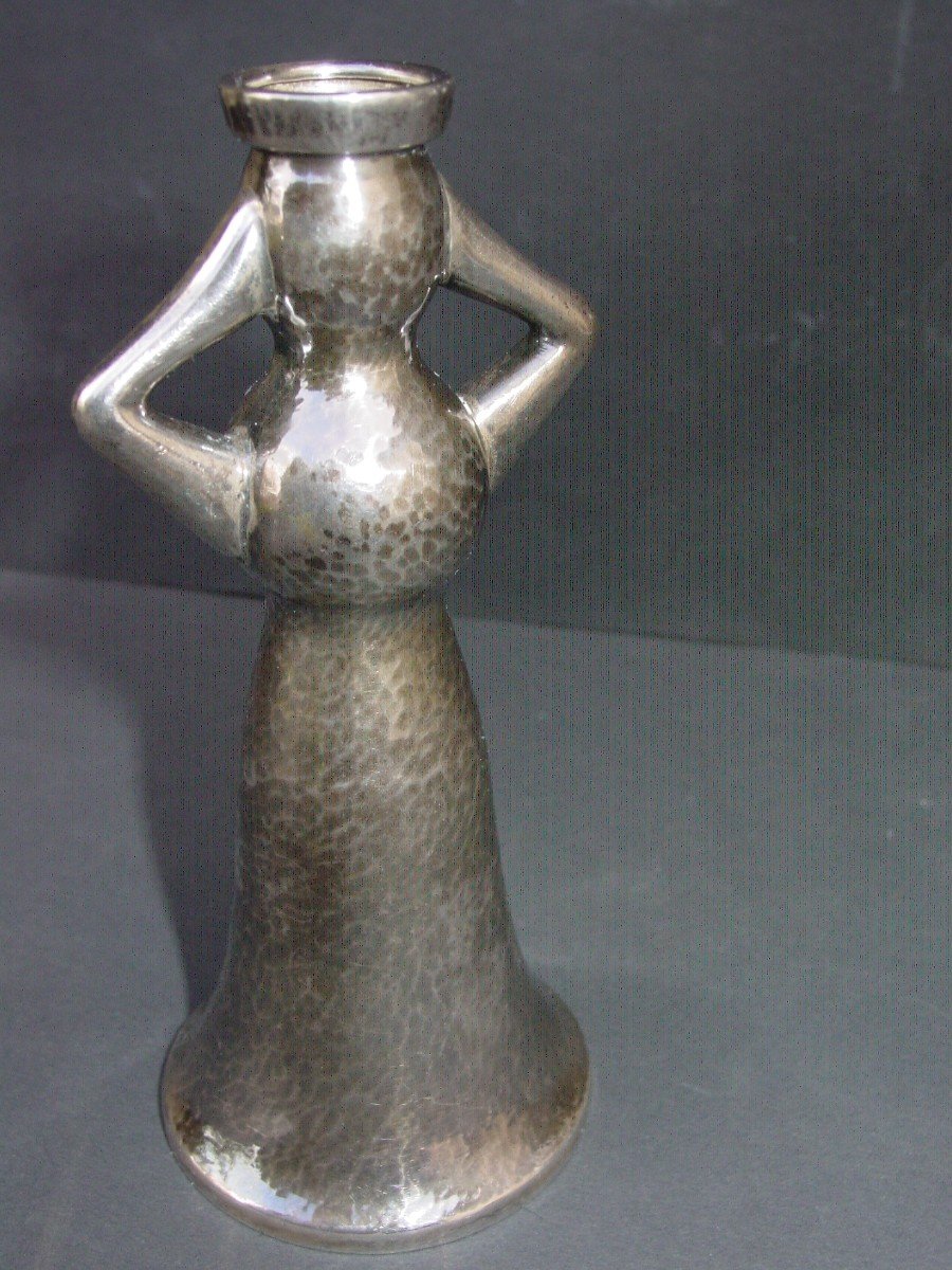 Ilias Lalaounis: Small Anthropomorphic Vase In Hammered Silver Greece-photo-4