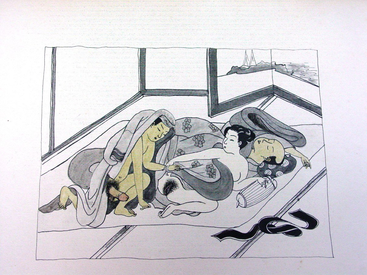 2 Erotic Drawings Japan Curiosa Japanese Print-photo-4