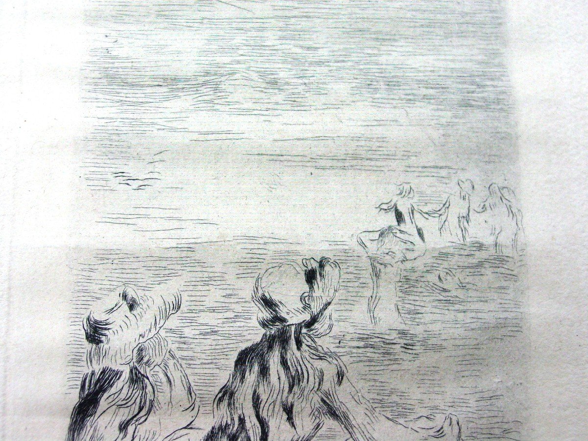 Pierre -auguste Renoir (1841-1919) On The Beach, At Berneval Etching-photo-4