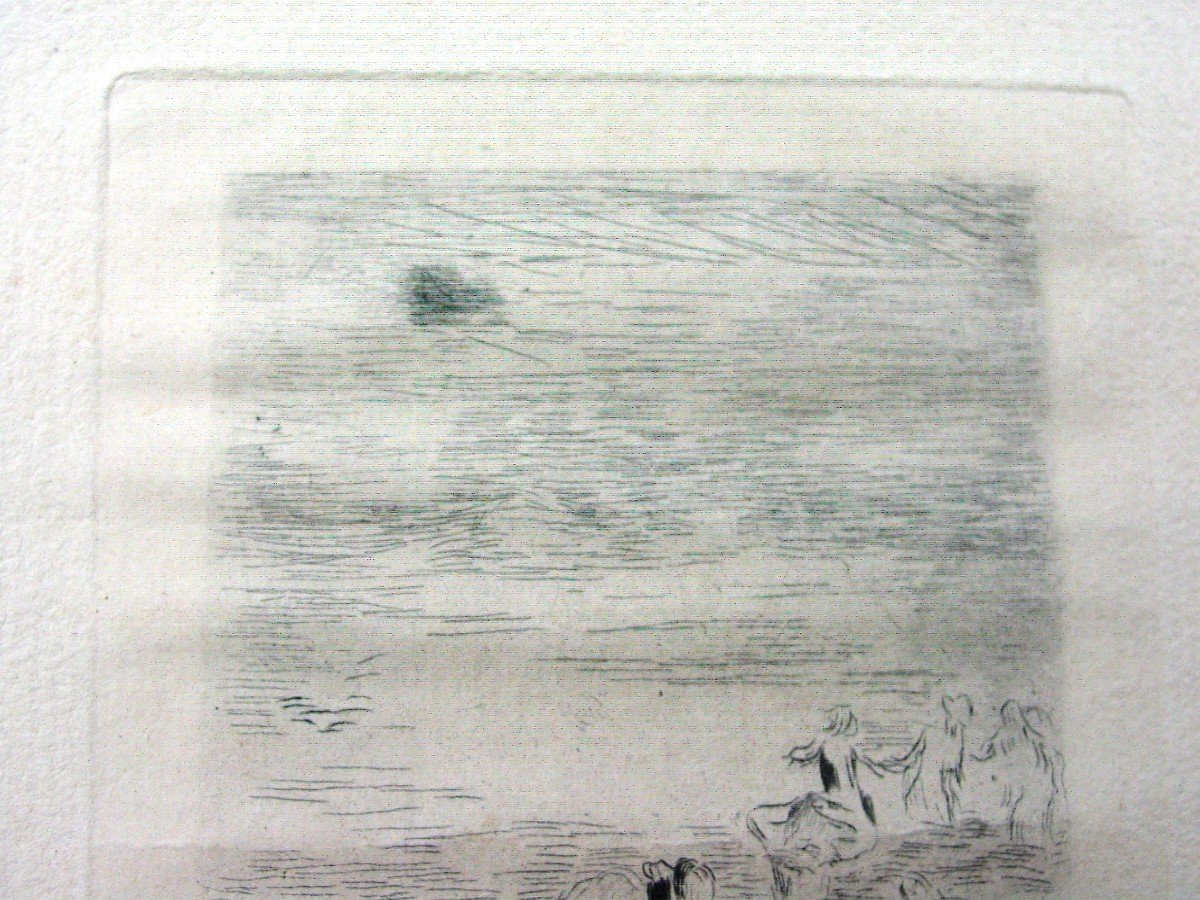 Pierre -auguste Renoir (1841-1919) On The Beach, At Berneval Etching-photo-1