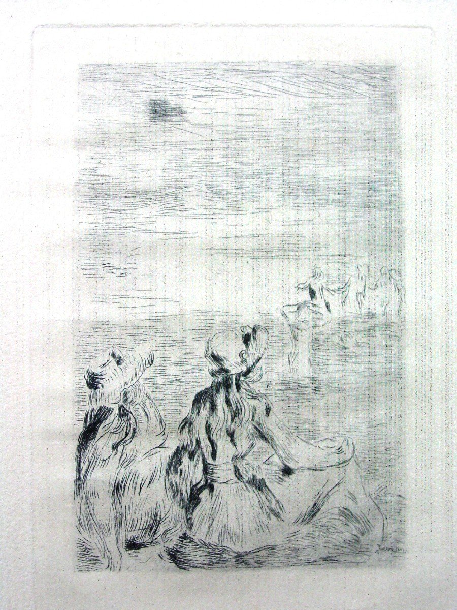 Pierre -auguste Renoir (1841-1919) On The Beach, At Berneval Etching