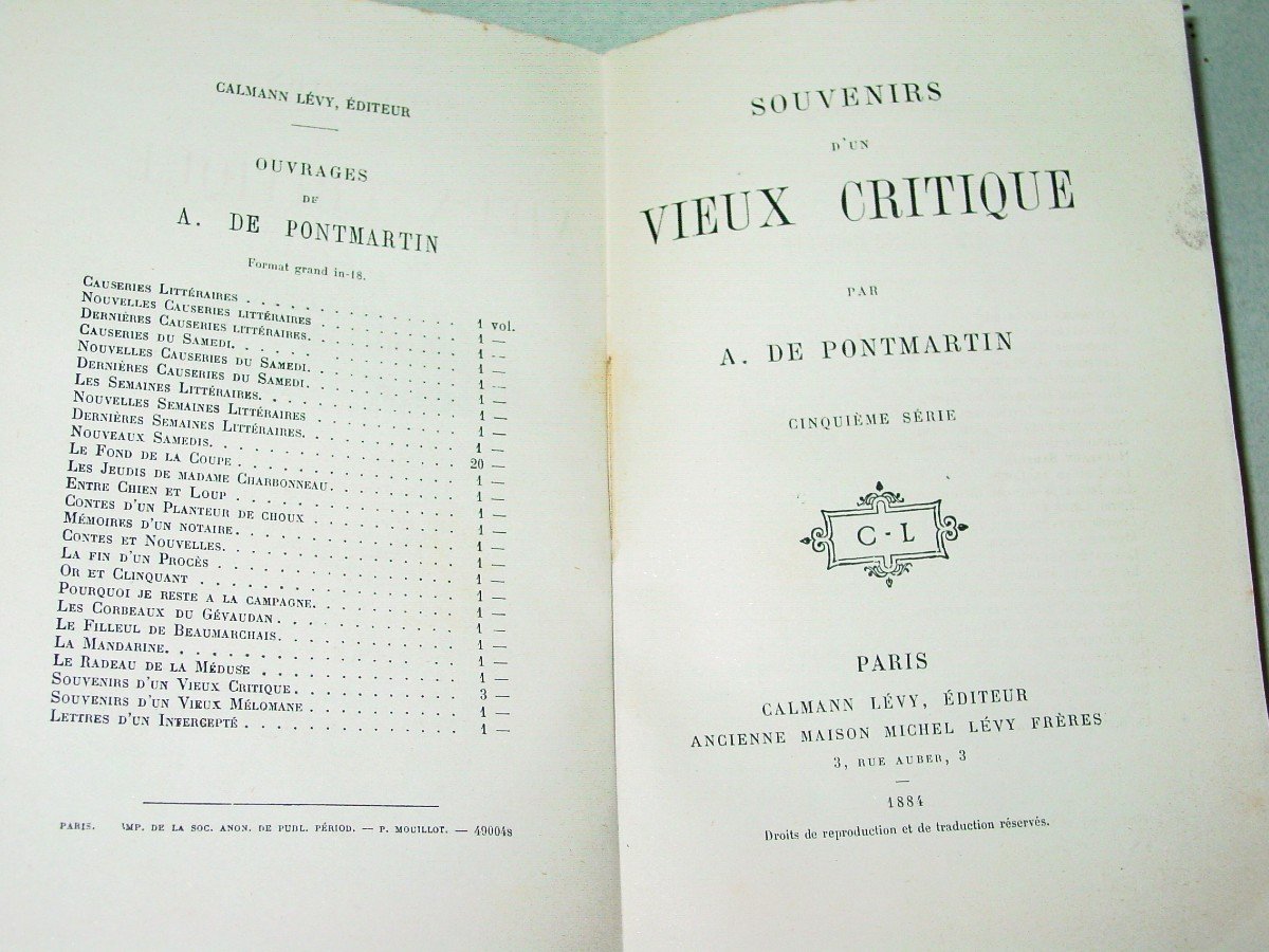 "Souvenirs d'un vieux critique" 1883-1884-1884-1885 A de Pontmartin-photo-1