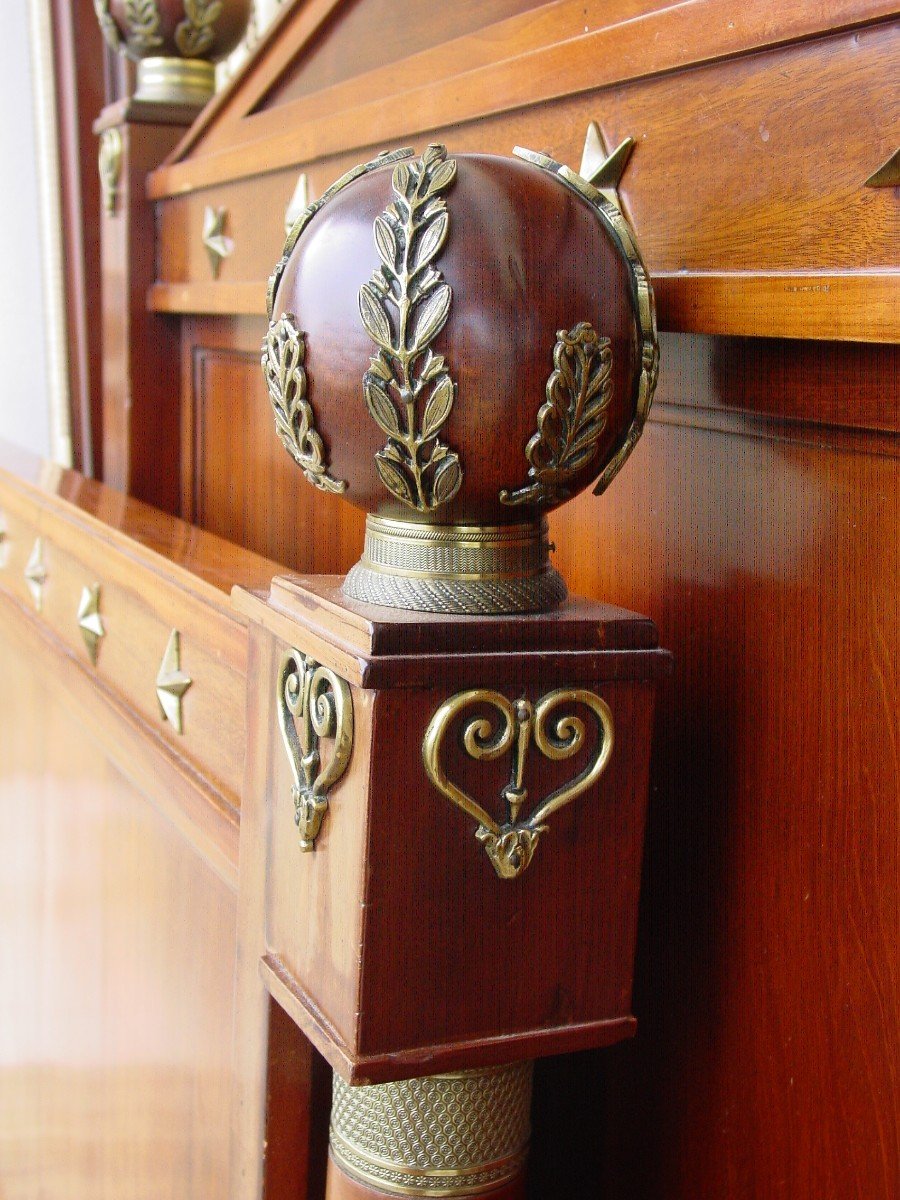 Mahogany Empire Style Bed End Of The 19th Century (l.140 Cm.)-photo-3