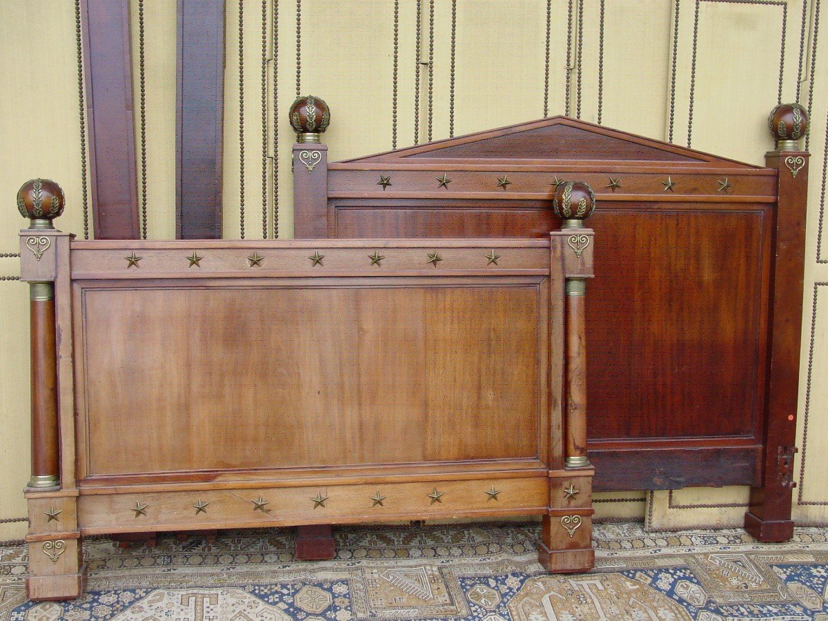 Mahogany Empire Style Bed End Of The 19th Century (l.140 Cm.)