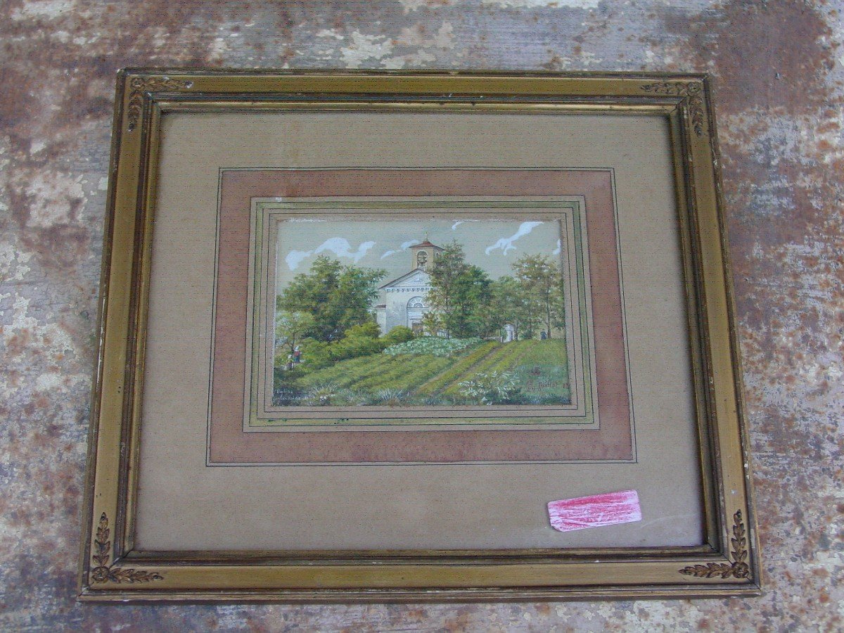 F. Weber : Petite église Orthodoxe En Finlande Ou Russie Fine Aquarelle-photo-2