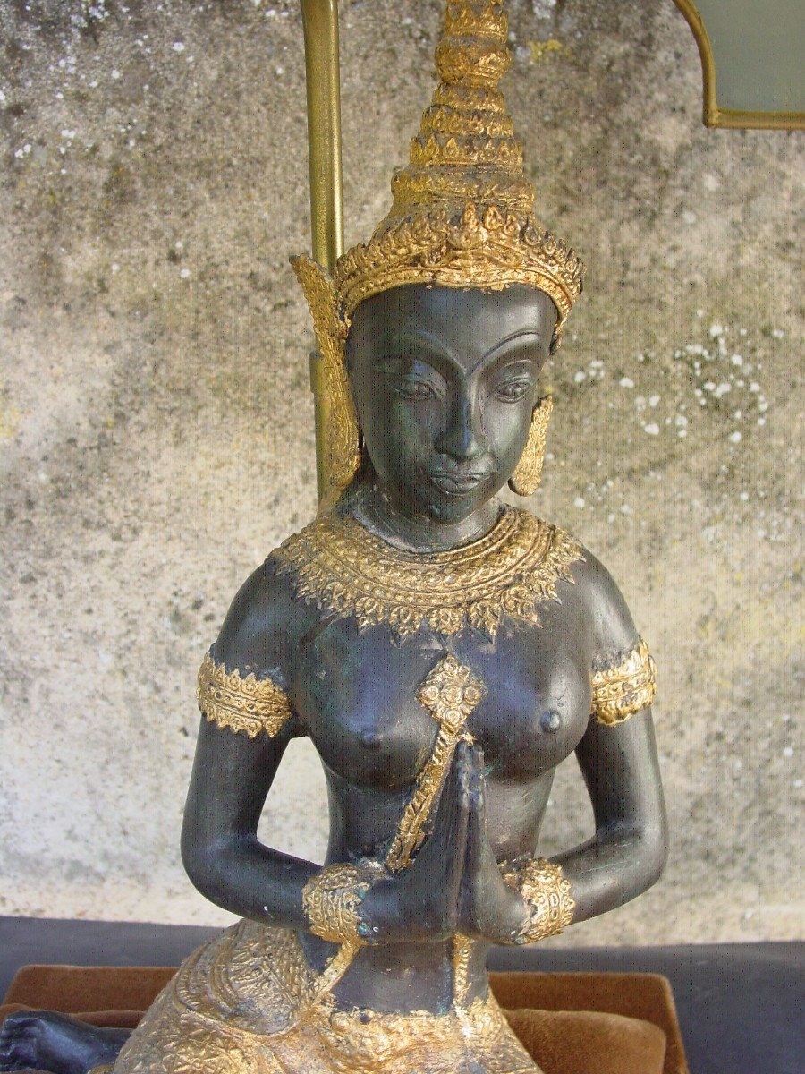 Large Rattanakosin Bronze Lamp Kingdom Of Siam (thailand) Great Decoration-photo-4