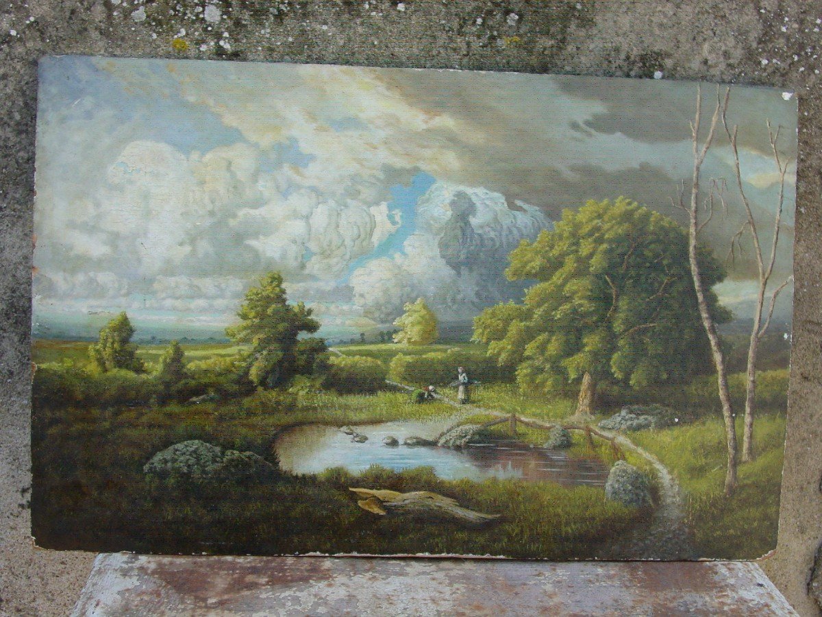 Léon Richet (1843-1907)grand Paysage De l'école De Barbizon