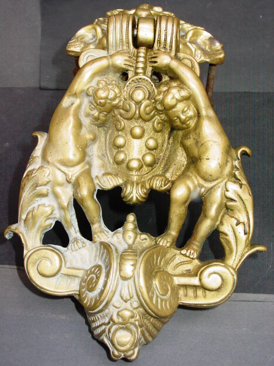 Heurtoir Aux Armes des Médicis En Bronze Patiné époque 19ème Renaissance-photo-1
