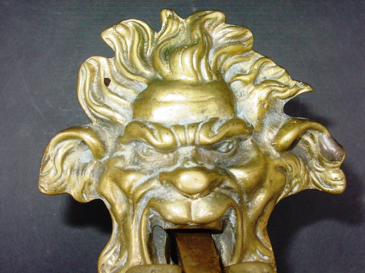 Heurtoir Aux Armes des Médicis En Bronze Patiné époque 19ème Renaissance-photo-2