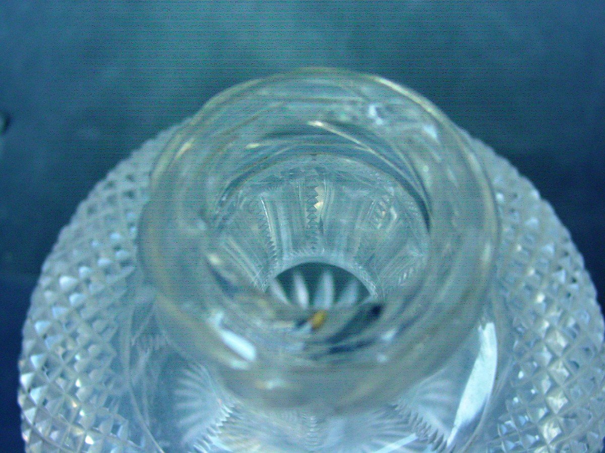 Orientalist Style Crystal Carafe Or Bottle, Small Accidents On The Stopper-photo-3