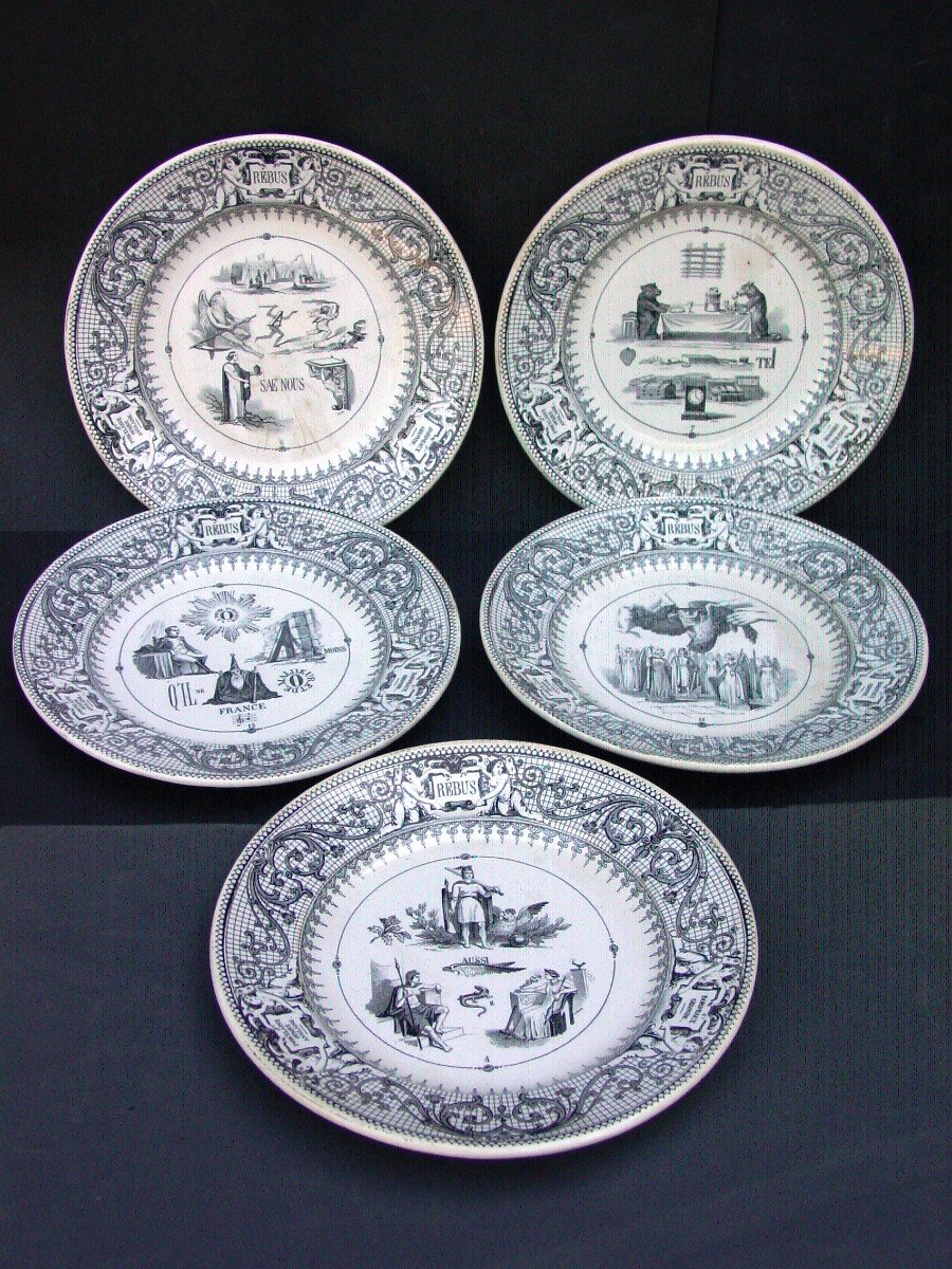 5 Assiettes Rébus Vieillard Bordeaux  parlantes-photo-2