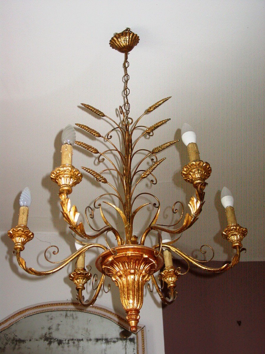 Wheat Ears Chandelier Circa 1960 In Good Condition Coco Chanel Style-photo-2