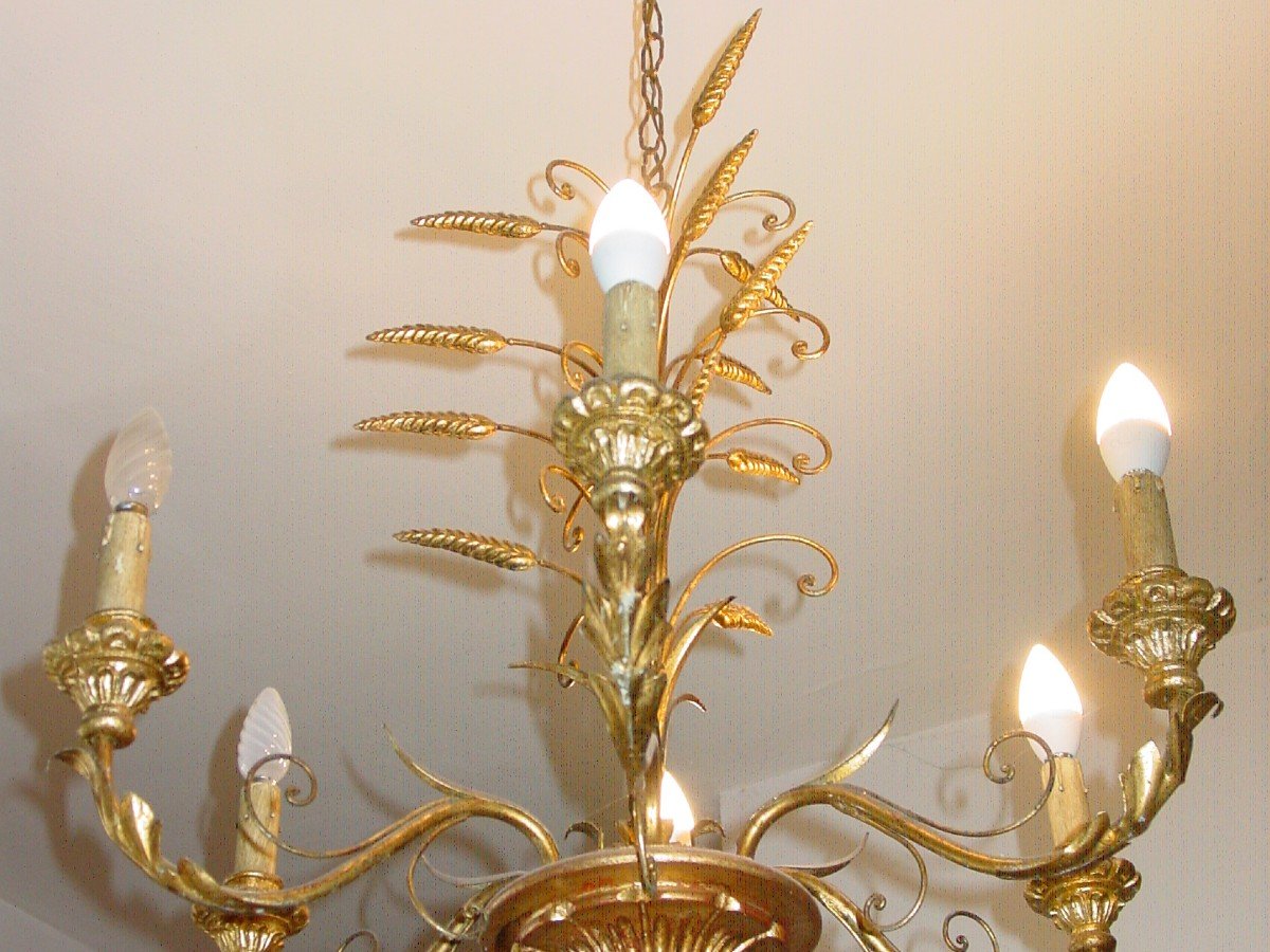 Wheat Ears Chandelier Circa 1960 In Good Condition Coco Chanel Style-photo-4