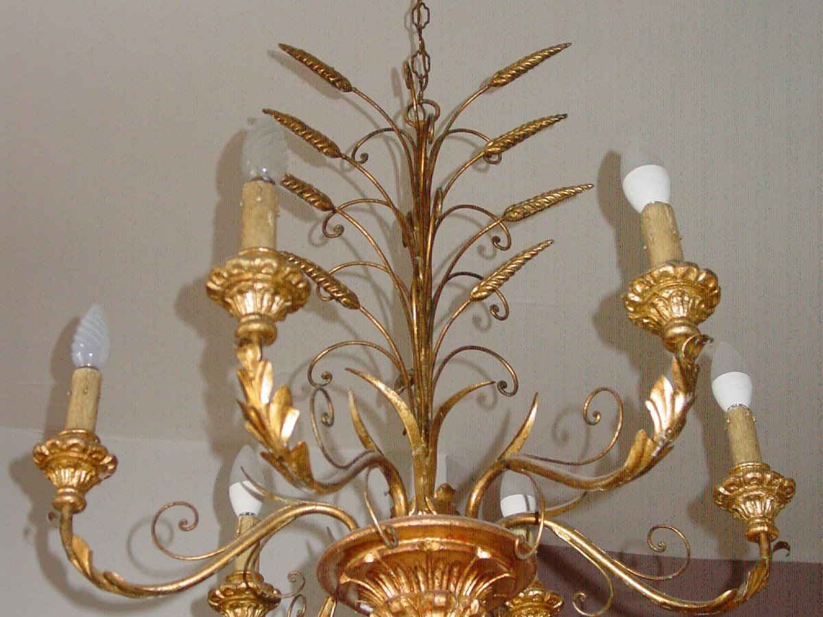 Wheat Ears Chandelier Circa 1960 In Good Condition Coco Chanel Style-photo-2