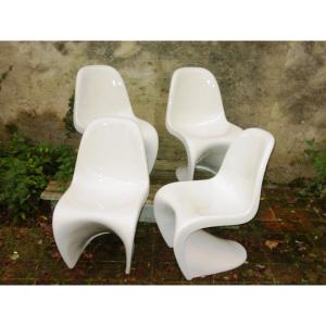 4 Panton Chair - Circa 1960 Original Lacquer Herman Miller Edition For Verner Panton Chairs