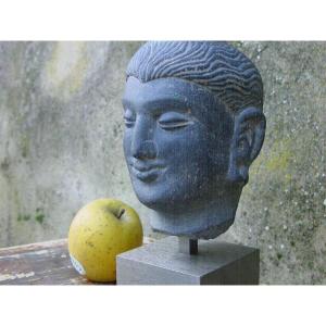 Buddha Carved In Blue Stone 1960