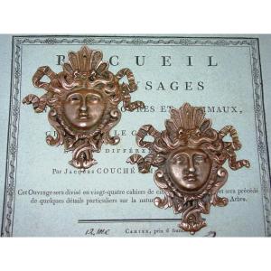 Pair Of Bronze Furnishing Masks From The 19th Century Signed "ad" Cérès?