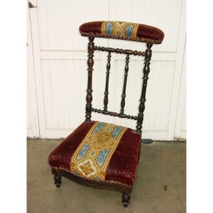 Prie-dieu Napoleon III Painted Faux Wood And Tapestry