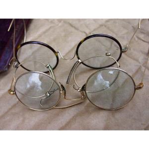 3 Pairs Of Old Glasses, Lorgnon From The Early 20th Century