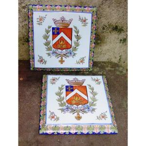 Desvres: 2 Trivets With The Coat Of Arms Of Neuville Saint-vaast May 9, 1915