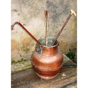 Large Old Copper Container Umbrella Rod Holder