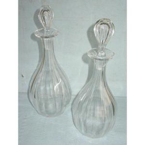 Pair Of Crystal Carafes From The 19th Century