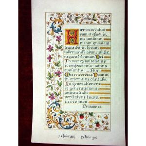 Psalm 41 & Psalm 88 Illumination From 1887 On Parchment