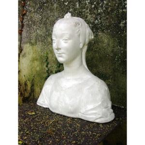 Buste (ht 48 Cm.) Femme De La Renaissance Plâtre Signé 