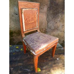 18th Century Beech Chair, Jacob Model? Toile De Jouy