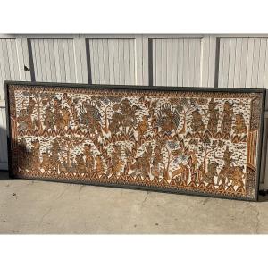 Indonesia Long Finely Painted Panel 1950