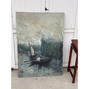 Oil On Canvas Lake Landscape Sologne?