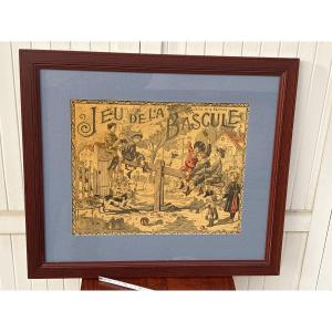 Lithographie 19 eme le jeu de la bascule 