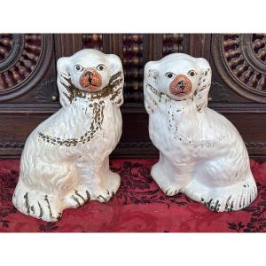 Pair Of Staffordshire Wally Dogs, Earthenware 