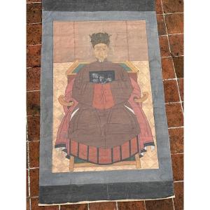 Chine Grand Portrait d ancêtre peint sur Toile 