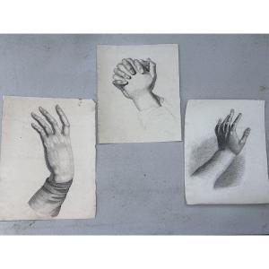 3 études de mains du 19 eme siècle