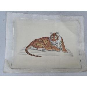 La Roche Laffitte (1943) Tigre traité à l aquarelle 