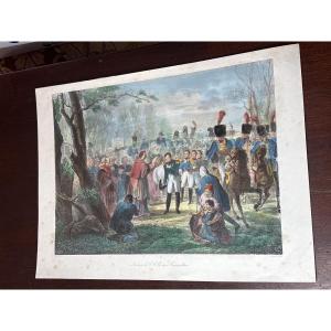 Lithographie Martinet Rencontre Napoléon Pie VII à Fontainebleau