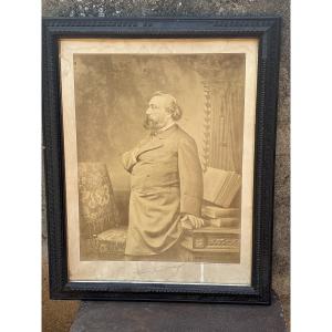 E. Appert (1830–1905), Very Large Portrait Of Léon Gambetta, Signed And Framed