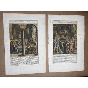 Jean Matheus (1590-1672) deux gravures sur bois de la vie du Christ