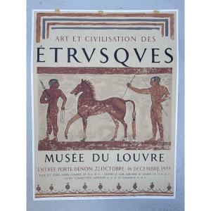 Poster: Art And Civilization Of The Etruscans, 1955, Louvre Museum—mourlot