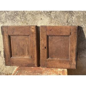 Pair Of Small 19th-century Oak Doors (42.5 X 36 Cm) X 2