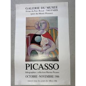 Affiche Picasso Spadem 1986 Marina Lithographies galerie du musée