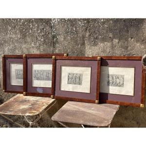 Suite 4 Lithographies 1839 H. Corbould (1787- 1844) Marbres Antiques British Museum 