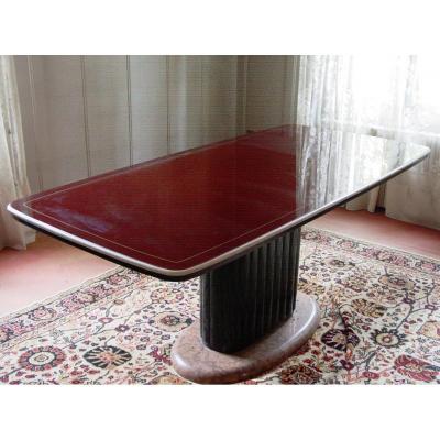 Italian Design Table Top Bordeaux Red Lacquered Glass C.1955-60