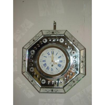 Napoleon III Period Clock Adorned With Murano Glass Plates Cartel Clock