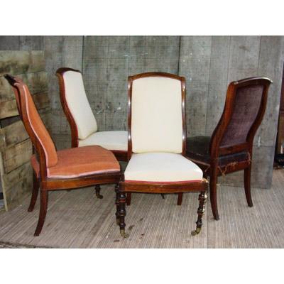 Suite Of 4 Chairs, Charles X Style Armchairs From The 19th Century. To Be Restored
